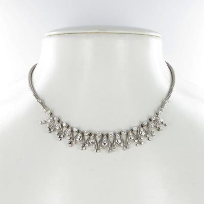 Diamond Fringe Necklace in 18 Karat White Gold