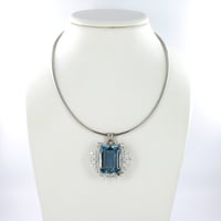 Aquamarine and Diamond Pendant/Brooch in 18 Karat White Gold by J. F. Neukomm