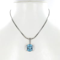 Aquamarine and Diamond Necklace in Platinum 950 and 18 Karat White Gold Aquamarine and Diamond Necklace in Platinum 950 and 18 Karat White Gold