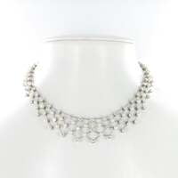 Diamond and Akoya Cultured Pearls Necklace in 950 Platinum Diamond and Akoya Cultured Pearls Necklace in 950 Platinum