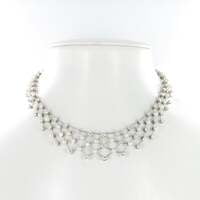 Diamond and Akoya Cultured Pearls Necklace in 950 Platinum