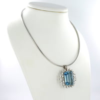 Aquamarine and Diamond Pendant/Brooch in 18 Karat White Gold by J. F. Neukomm