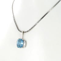 Aquamarine and Diamond Necklace in Platinum 950 and 18 Karat White Gold Aquamarine and Diamond Necklace in Platinum 950 and 18 Karat White Gold