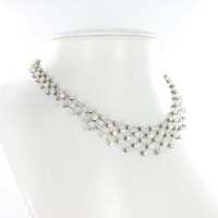 Diamond and Akoya Cultured Pearls Necklace in 950 Platinum