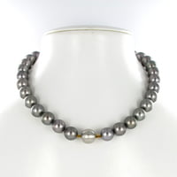 Tahitian Cultured Pearl and Diamond Necklace