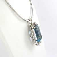 Aquamarine and Diamond Pendant/Brooch in 18 Karat White Gold by J. F. Neukomm