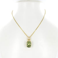 Green Tourmaline and Diamond Necklace in 18 Karat Yellow Gold