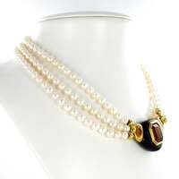 Exquisite Citrine, Ebony and Akoya Cultured Pearl Necklace