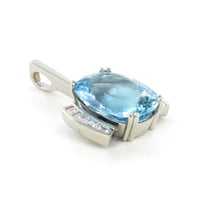 Aquamarine and Diamond Necklace in Platinum 950 and 18 Karat White Gold Aquamarine and Diamond Necklace in Platinum 950 and 18 Karat White Gold