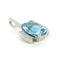 Aquamarine and Diamond Necklace in Platinum 950 and 18 Karat White Gold