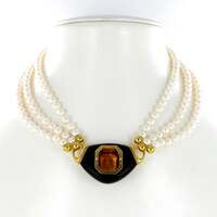 Exquisite Citrine, Ebony and Akoya Cultured Pearl Necklace Exquisite Citrine, Ebony and Akoya Cultured Pearl Necklace