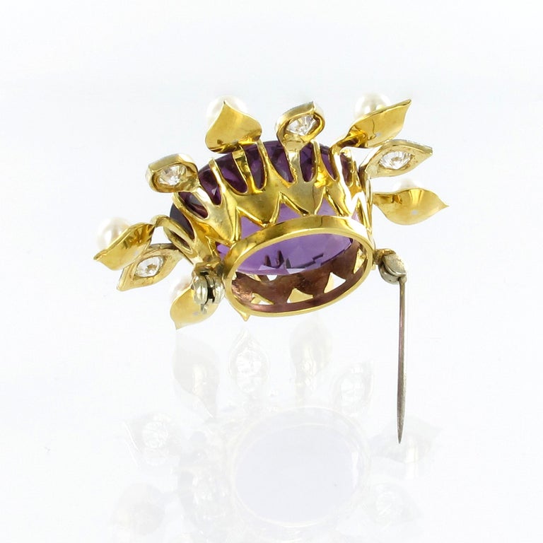 Spectacular Amethyst, Diamond and Pearl Suite in Yellow and White Gold Spectacular Amethyst, Diamond and Pearl Suite in Yellow and White Gold