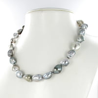 Beautiful Baroque Tahitian Cultured Pearl and Diamond Necklace