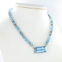 24.24 Carat Aquamarine Necklace in 18 Karat White Gold with Diamonds