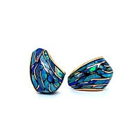 Black Opal Earrings in 18 Karat Rose Gold Black Opal Earrings in 18 Karat Rose Gold