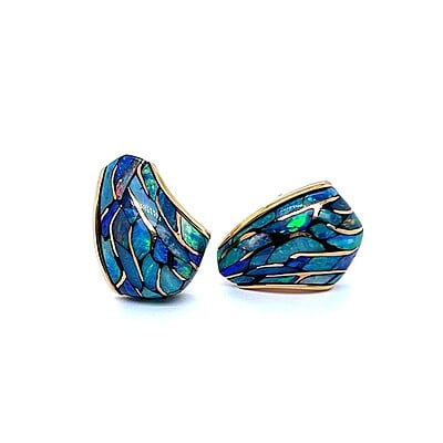 Black Opal Earrings in 18 Karat Rose Gold