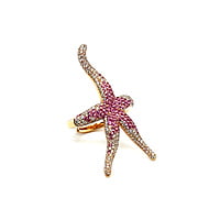 Pink Sapphire and Diamond Sea Star Ring in 18 Karat Rose Gold