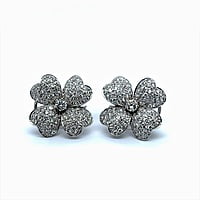 Diamond Flower Earrings in 18 Karat White Gold