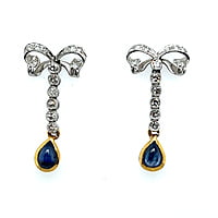 Lovely Diamond and Sapphire Bow-Earrings in Yellow Gold and Platinum Lovely Diamond and Sapphire Bow-Earrings in Yellow Gold and Platinum