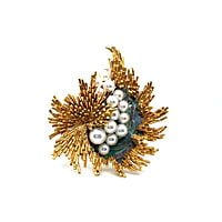 Gübelin Brooch with Abalone and Cultural Pearls in 18 Karat Yellow Gold