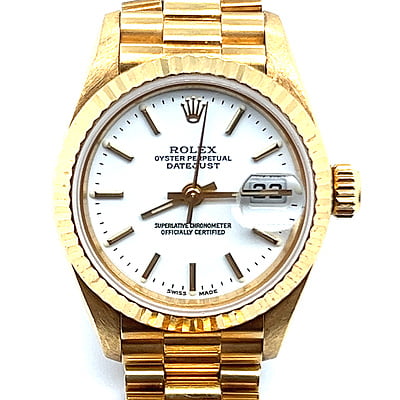 Rolex President Datejust 26 in Yellow Gold with White Dial