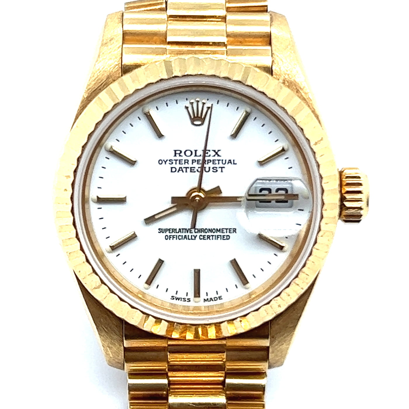 Rolex President Datejust 26 in Yellow Gold with White Dial