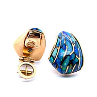 Black Opal Earrings in 18 Karat Rose Gold Black Opal Earrings in 18 Karat Rose Gold