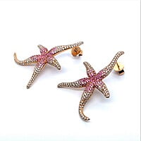 Pink Sapphire and Diamond Sea Stars Earrings in 18 Karat Rose Gold