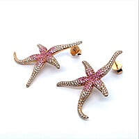 Pink Sapphire and Diamond Sea Stars Earrings in 18 Karat Rose Gold Pink Sapphire and Diamond Sea Stars Earrings in 18 Karat Rose Gold
