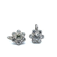 Charming Diamond Daisies Earrings in 14 Karat White Gold