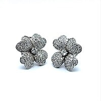 Diamond Flower Earrings in 18 Karat White Gold