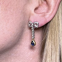 Lovely Diamond and Sapphire Bow-Earrings in Yellow Gold and Platinum