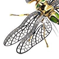 Bucherer Dragonfly Brooch with Diamonds in 18 Karat Yellow and White Gold