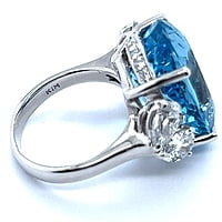 Aquamarine Ring with Diamonds in 14 Karat White Gold