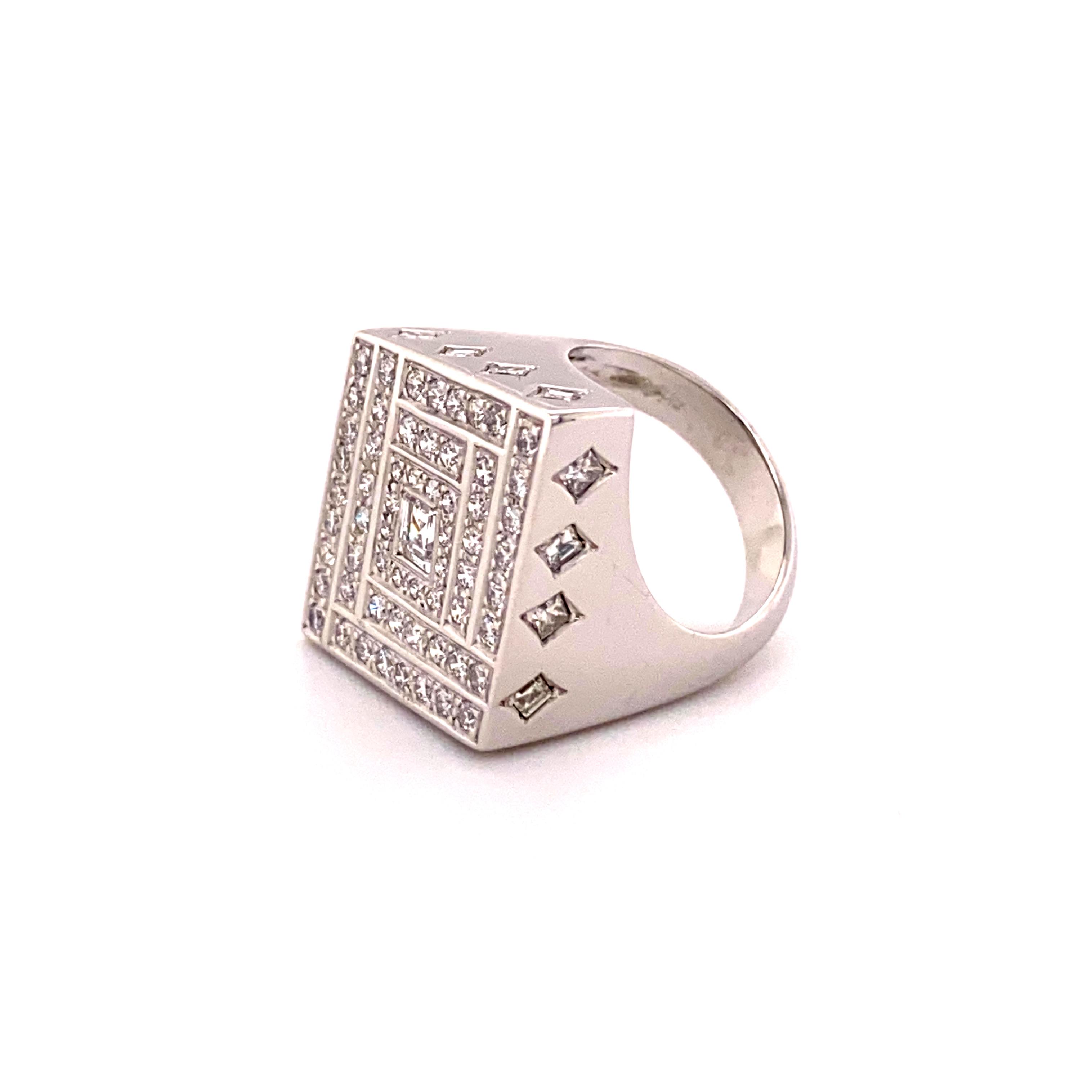 Rhombic Shaped Diamond Ring In 18 Karat White Gold