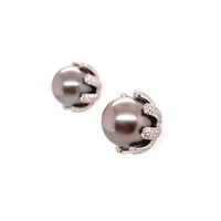 Fabulous Pair of Tahitian Pearls and Diamonds Ear Studs