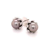 Fabulous Pair of Tahitian Pearls and Diamonds Ear Studs Fabulous Pair of Tahitian Pearls and Diamonds Ear Studs