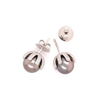 Fabulous Pair of Tahitian Pearls and Diamonds Ear Studs Fabulous Pair of Tahitian Pearls and Diamonds Ear Studs