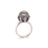 Fabulous Tahitian Pearl and Diamond Ring in White Gold Fabulous Tahitian Pearl and Diamond Ring in White Gold