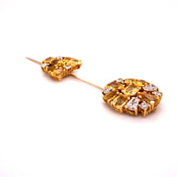 Magnificent Yellow Sapphire and Diamond Pin in 18K Yellow Gold