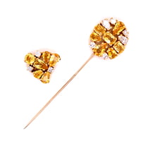 Magnificent Yellow Sapphire and Diamond Pin in 18K Yellow Gold