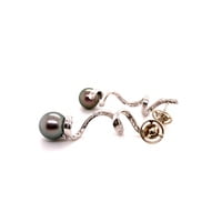 Unique Tahitian Cultured Pearl and Diamond Earstuds in 18 Karat White Gold