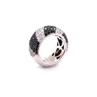 Black and White Diamonds Zebra Ring in 18 Karat White Gold