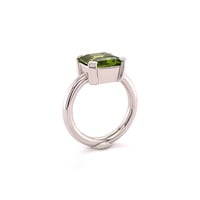 Juicy Green Peridot Set in White Gold 18 Karat Juicy Green Peridot Set in White Gold 18 Karat