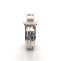 Magnificent Cultured South Sea Pearl and Diamond Ring in White Gold Magnificent Cultured South Sea Pearl and Diamond Ring in White Gold