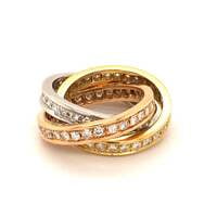 Three Colored Triology Ring with Diamonds Three Colored Triology Ring with Diamonds