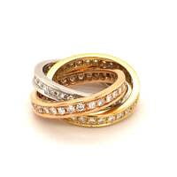 Three Colored Triology Ring with Diamonds