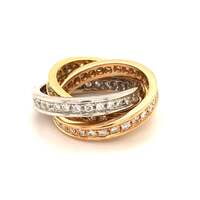 Three Colored Triology Ring with Diamonds