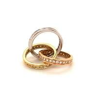 Three Colored Triology Ring with Diamonds Three Colored Triology Ring with Diamonds