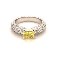 Gubelin Fancy Vivid Yellow Diamond White Gold Ring